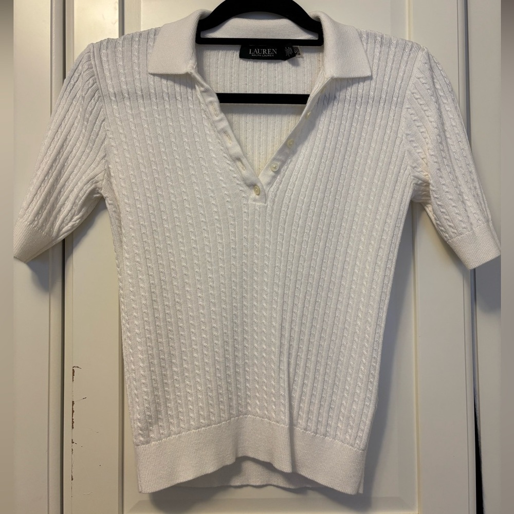 Lauren Ralph Lauren Cableknit White Polo